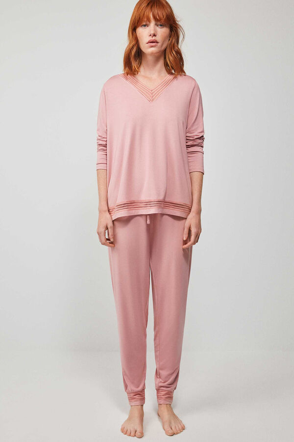 Gisela Pijama tejido punto de viscosa rosa