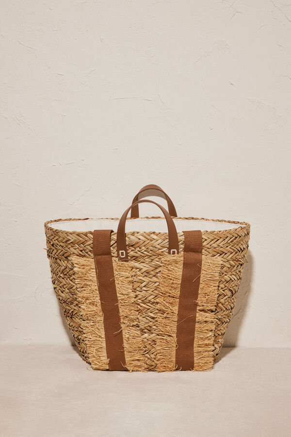 Women'secret Bolso playa capazo flecos nude