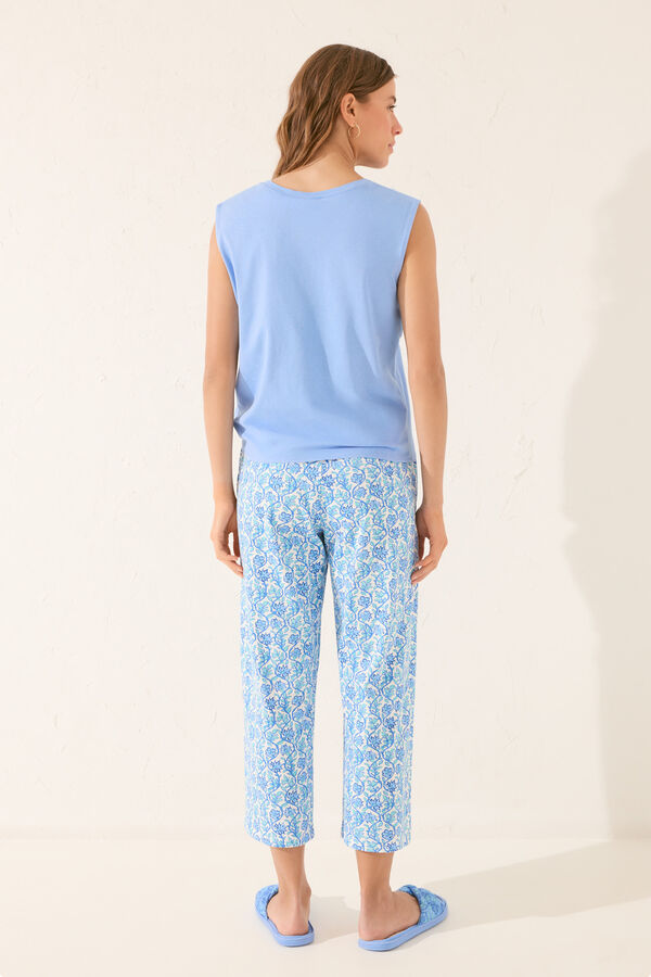 Women'secret Pijama algod&oacute;n Capri azul Mafalda azul