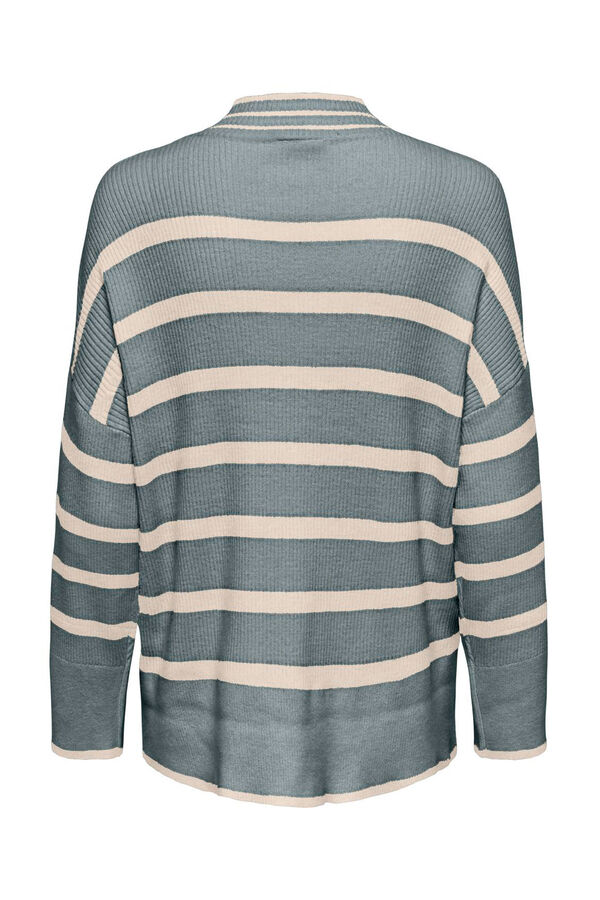 Only Maternity Suéter de lã com gola alta e ombros caídos em listras azul