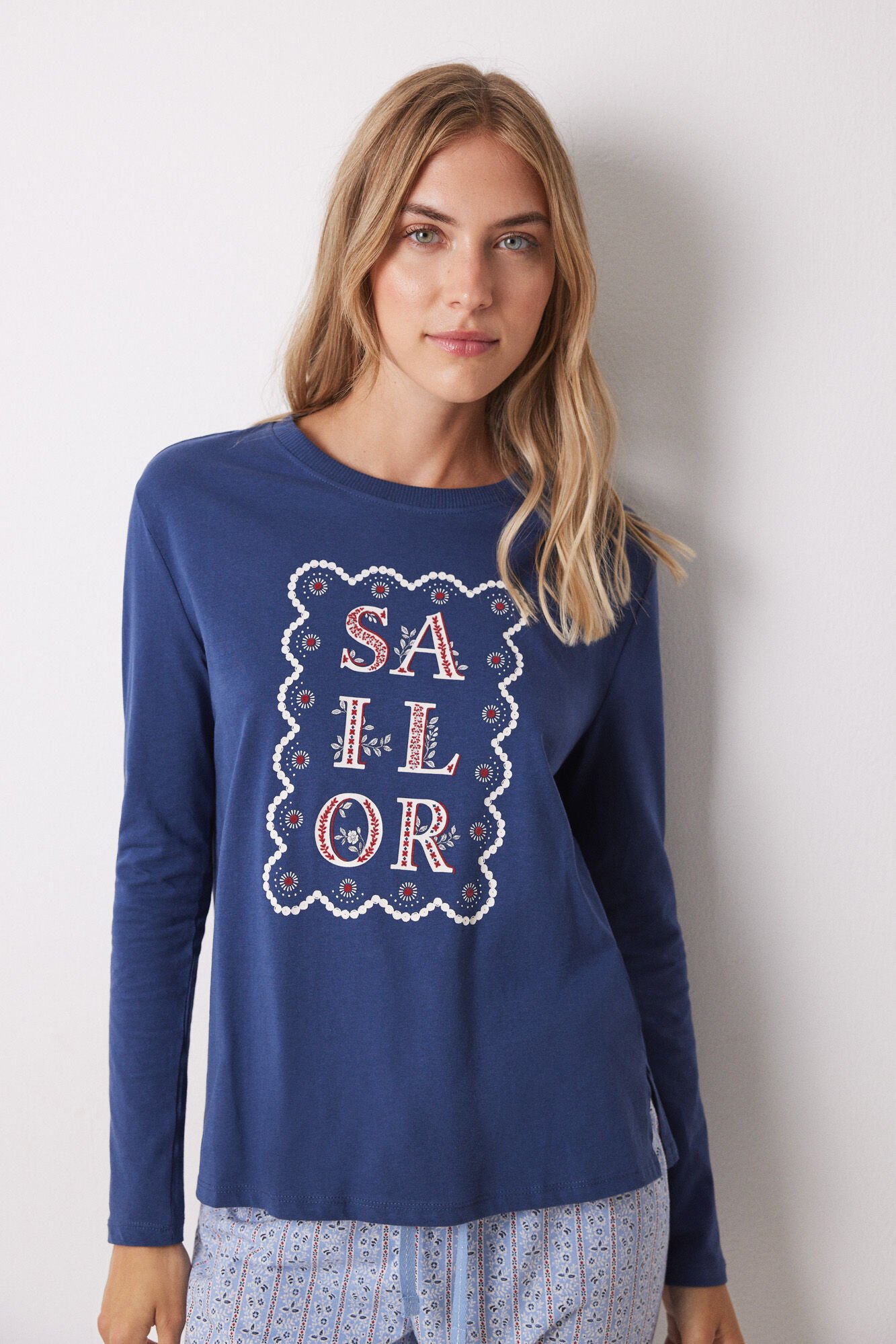 Women'secret Camiseta manga larga azul Sailor