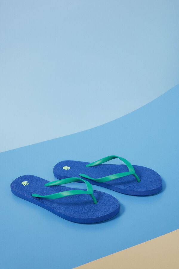 HI&BYE Chanclas azul logo estampado