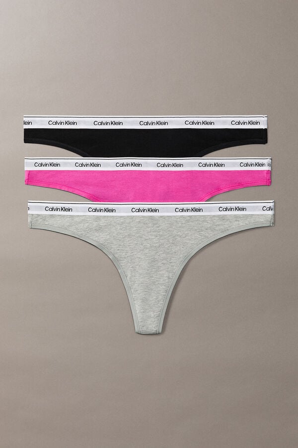 Calvin Klein Pack 3 tangas logo rosa