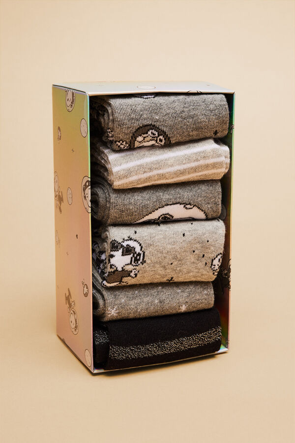 Women'secret Pack 6 calcetines algod&oacute;n l&uacute;rex Snoopy  estampado