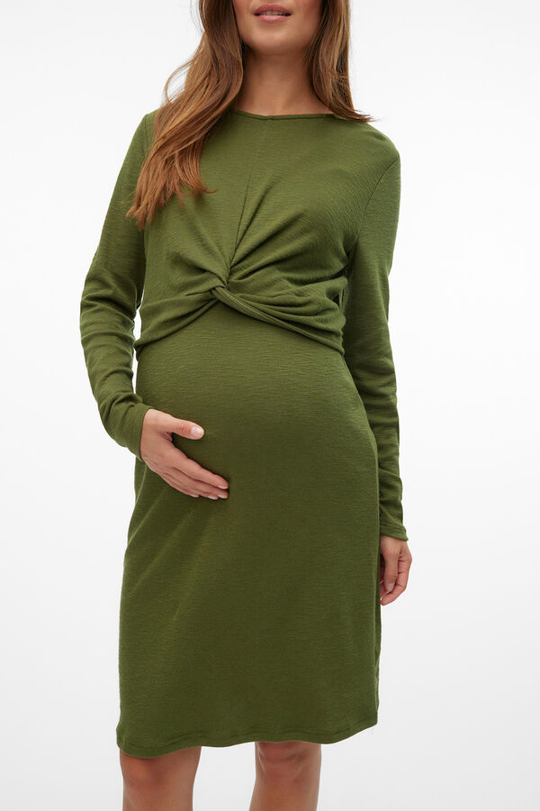 Mamalicious Vestido de manga larga maternity y lactancia verde