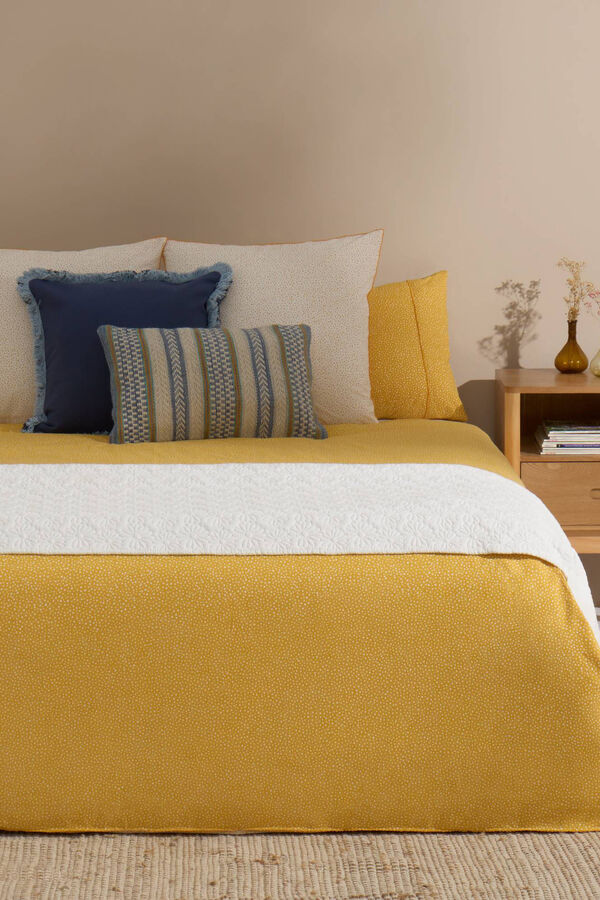 Textura Funda n&oacute;rdica topos algod&oacute;n percal. Cama 105-110cm. amarillo