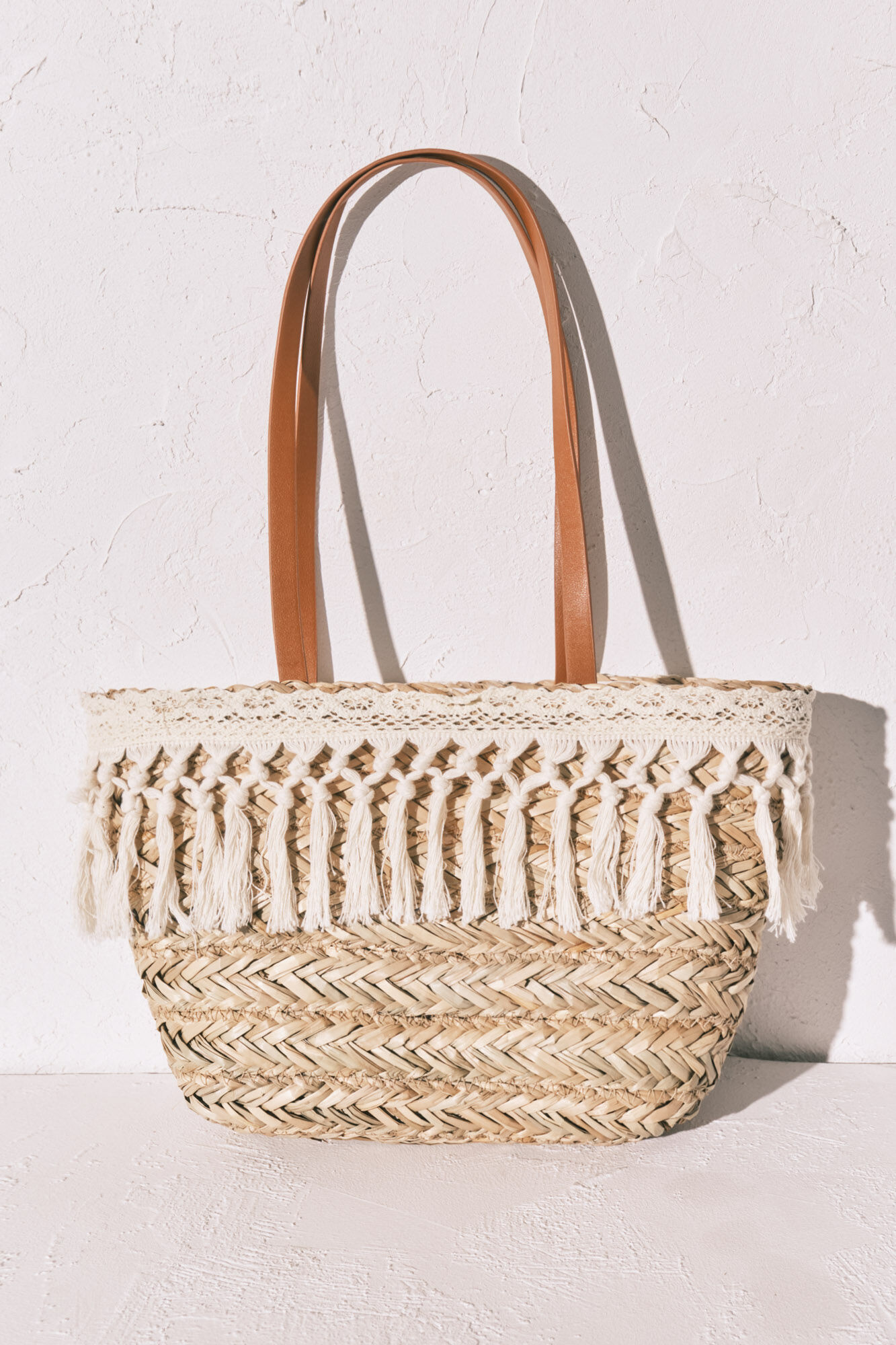 Women'secret Mala m&eacute;dia cesto de r&aacute;fia e crochet