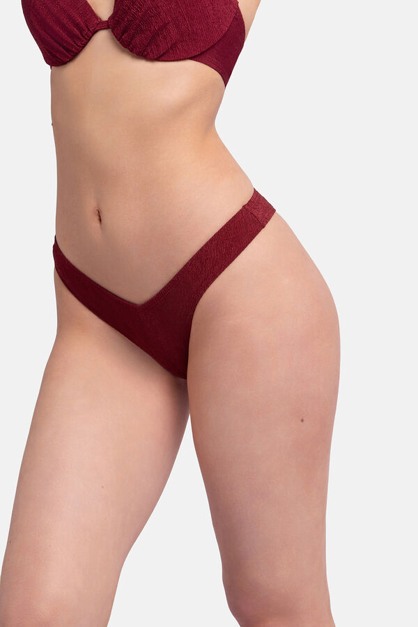 Dorina Parte de baixo do biquíni brasileiro vermelho estampado