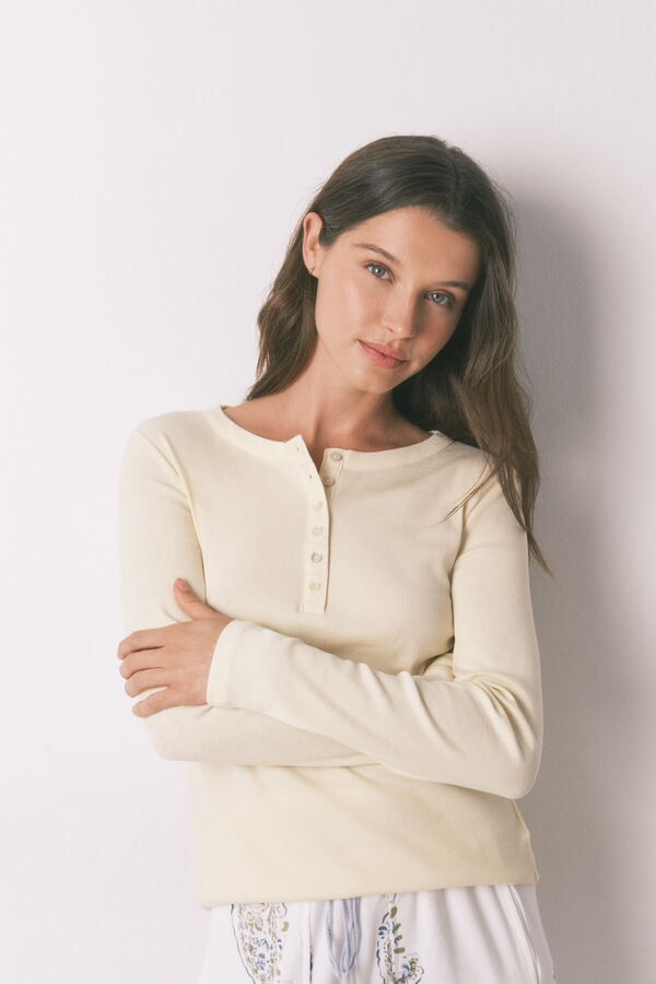 Women'secret Camiseta manga larga algod&oacute;n amarillo amarillo