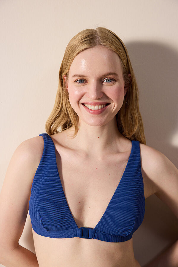 Penti Top de bikini con escote de pico pronunciado azul azul