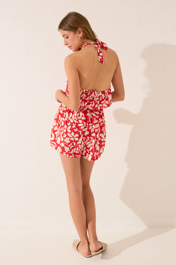 Women'secret Macac&atilde;o curto halter estampado vermelho estampado