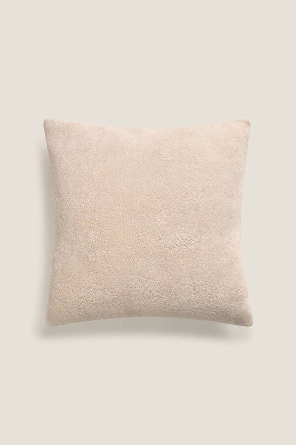 Textura Capa de almofada em microfibra e borrego bege