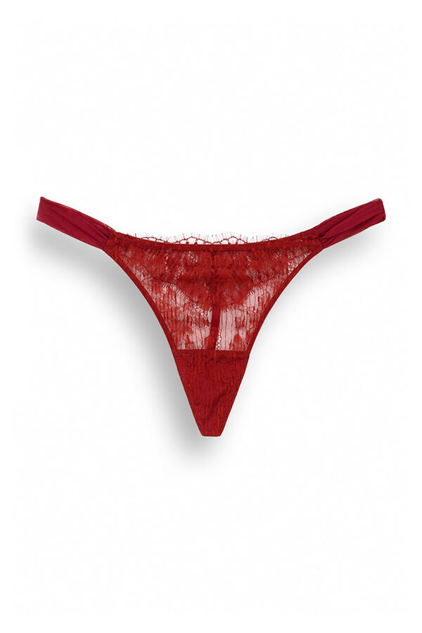 Women'secret Tanga encaje tiras tul rojo rojo