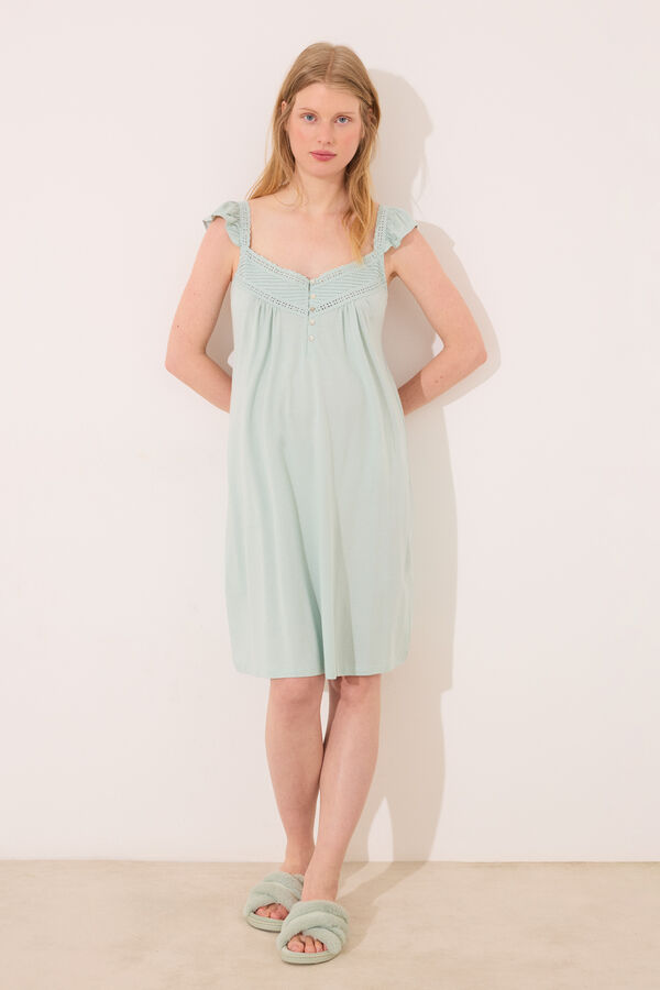 Women'secret Camis&oacute;n "maternity" midi pechera plisada verde