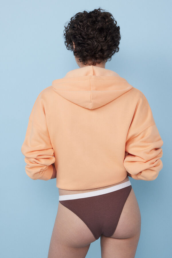 HI&BYE Pack 3 bragas brasile&ntilde;as algod&oacute;n logo rosa, blanco y marr&oacute;n estampado