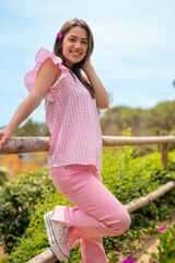 Ohma! Blusa premam&aacute; cuadros vichy rosa