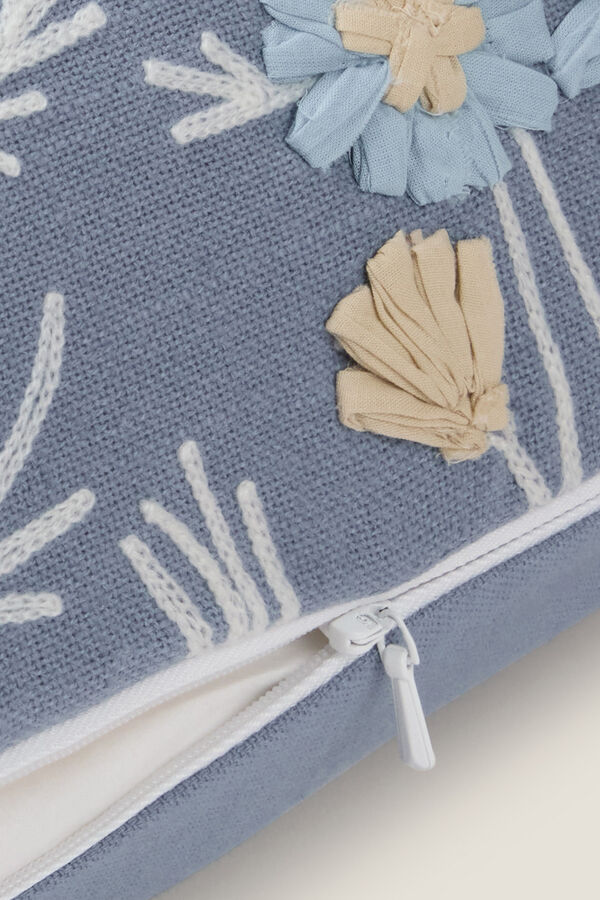 Textura Capa travesseiro bordado flores verde