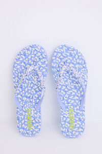 HI&BYE Chanclas print leopardo azul logo