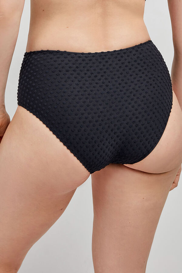 Gisela Cueca de biqu&iacute;ni alta em tecido preto estruturado preto