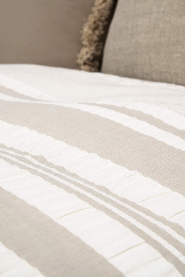 Textura Funda n&oacute;rdica algod&oacute;n rayas. Cama 180-200cm. beige