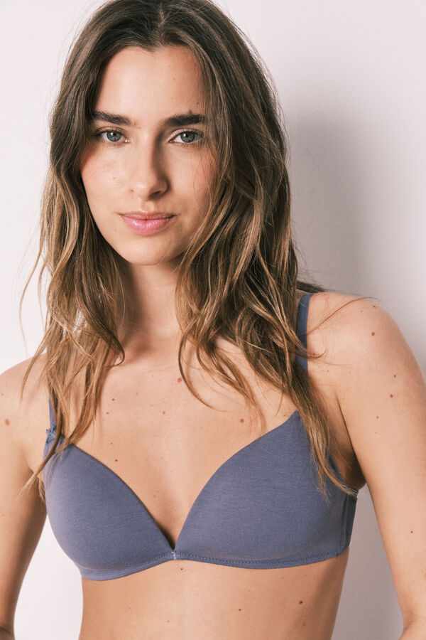 Women'secret Soutien triangular em algod&atilde;o azul CHARMING azul