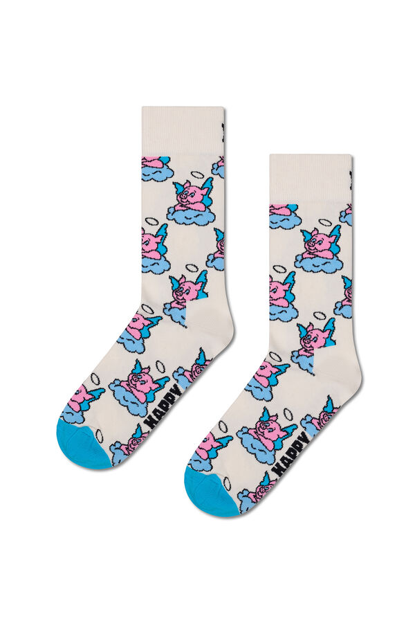 Happy Socks Calcet&iacute;n de &aacute;ngel cerdo  blanco