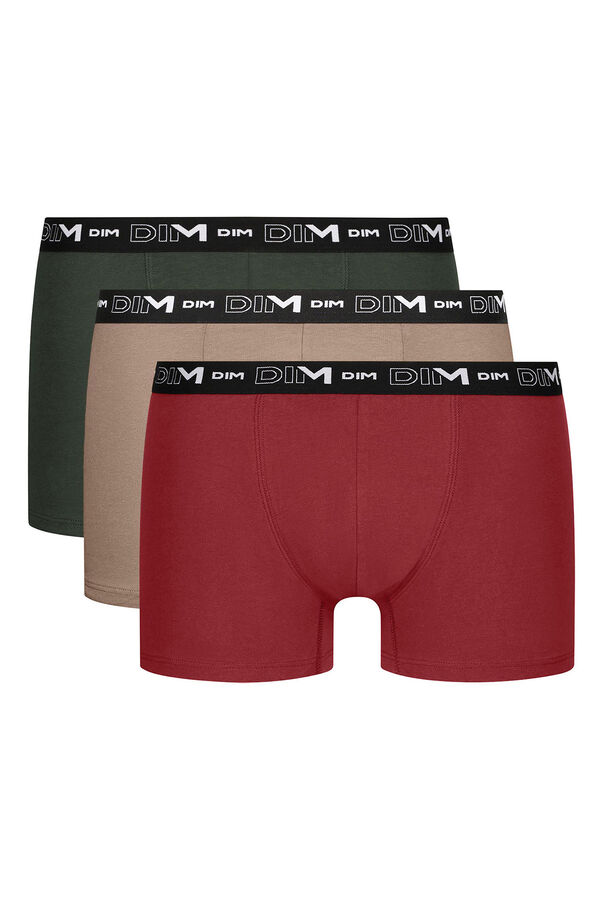 DIM Pack de 3 boxers algod&oacute;n el&aacute;stico en varios colores verde