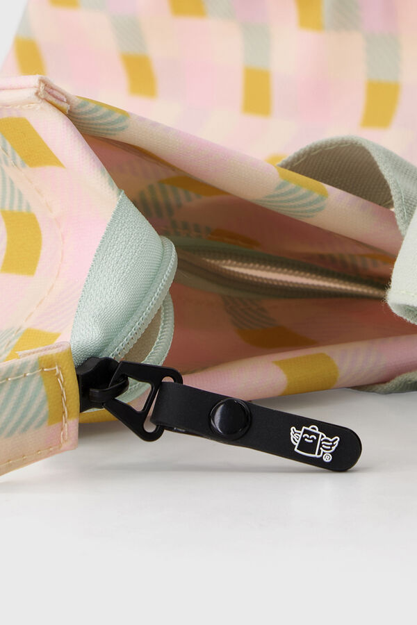 Mr. Wonderful Bolsa de tela tote bag cuadrados multicolor Hello, sunshine! estampado