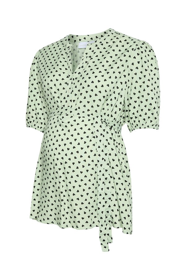 Mamalicious Top de manga curta maternity e amamentação verde