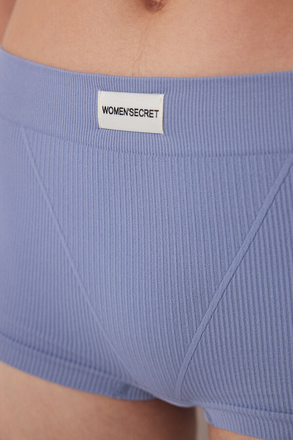 Women'secret Culotte com nervuras azuis sem costura azul