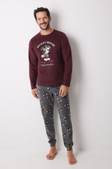 Women'secret Pijama longo de polar masculino "Mickey Mouse" vermelho