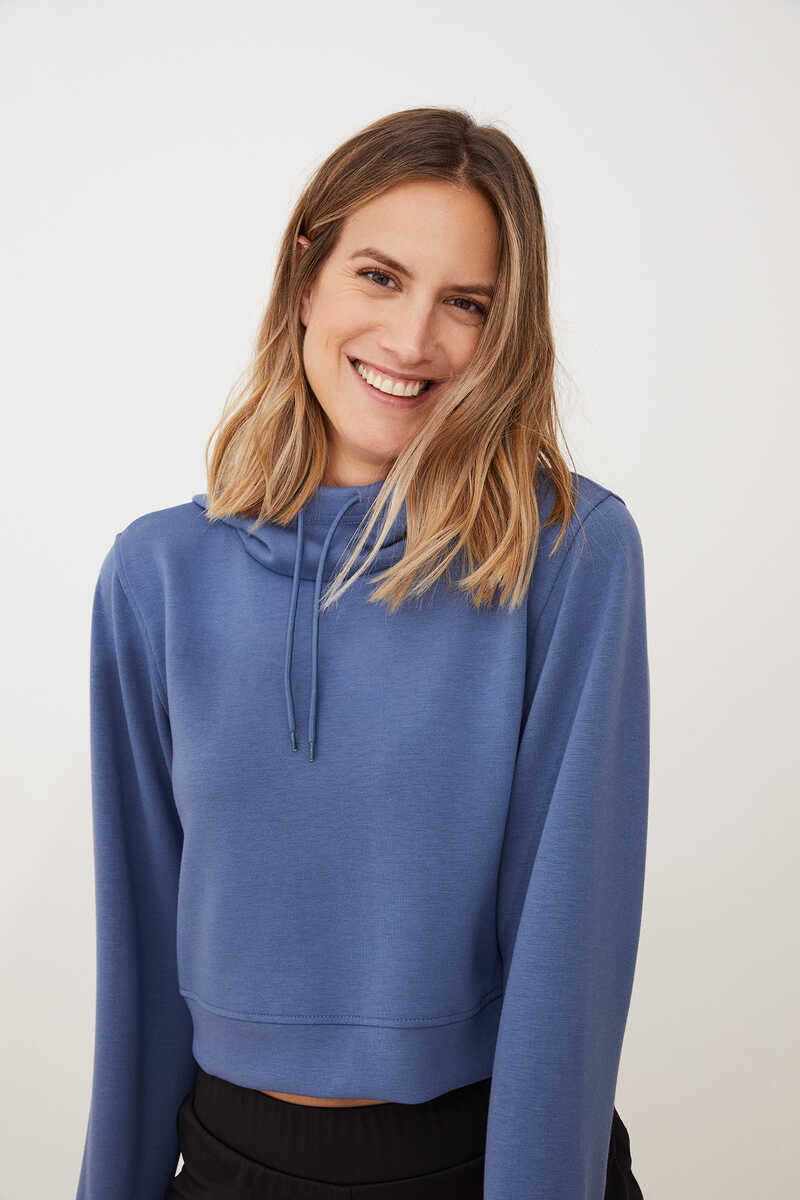 Womensecret Sweatshirt curta com capuz azul