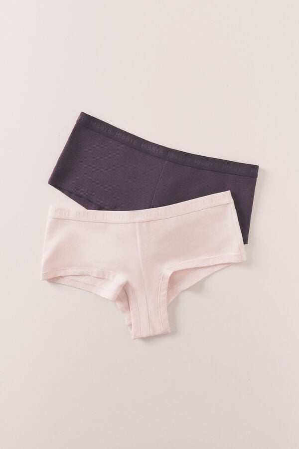 HI&BYE Pack de 2 cuecas boxer em algod&atilde;o roxo rosa rosa