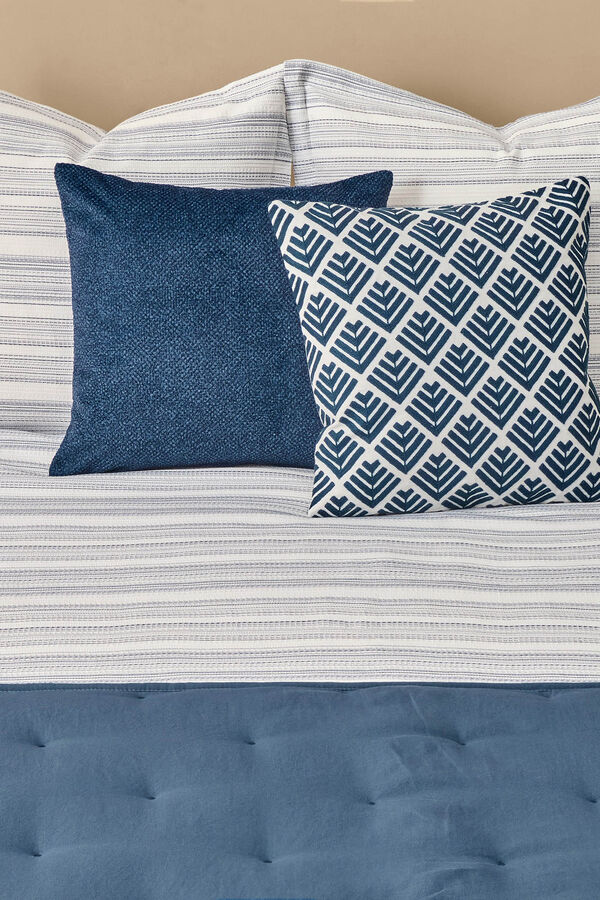 Textura Funda n&oacute;rdica algod&oacute;n tejido rayas azul