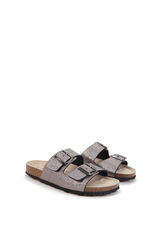Abbacino Sandália rasa de pele cinzento