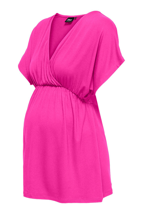 Only Maternity Top fluido manga murci&eacute;lago cuello pico maternity fucsia