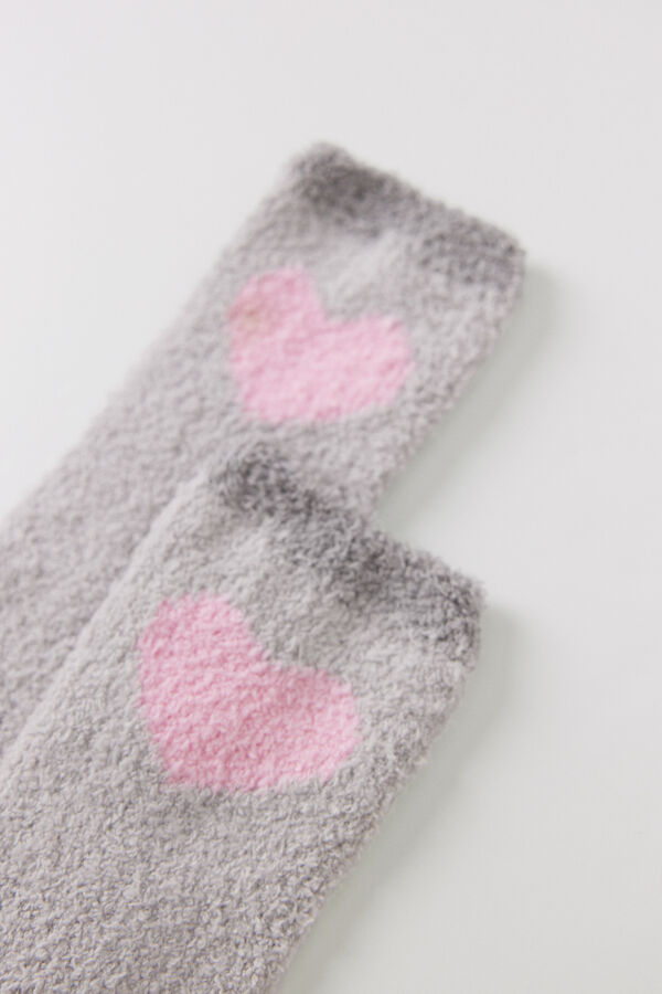 Women'secret Calcetines pelo gris coraz&oacute;n gris