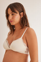 Women'secret Soutien de amamenta&ccedil;&atilde;o 'maternity' triangular microfibra renda branco bege