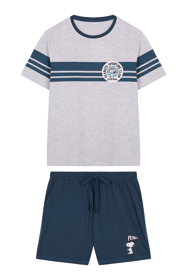 Women'secret Pijama corto hombre 100% algod&oacute;n Snoopy gris