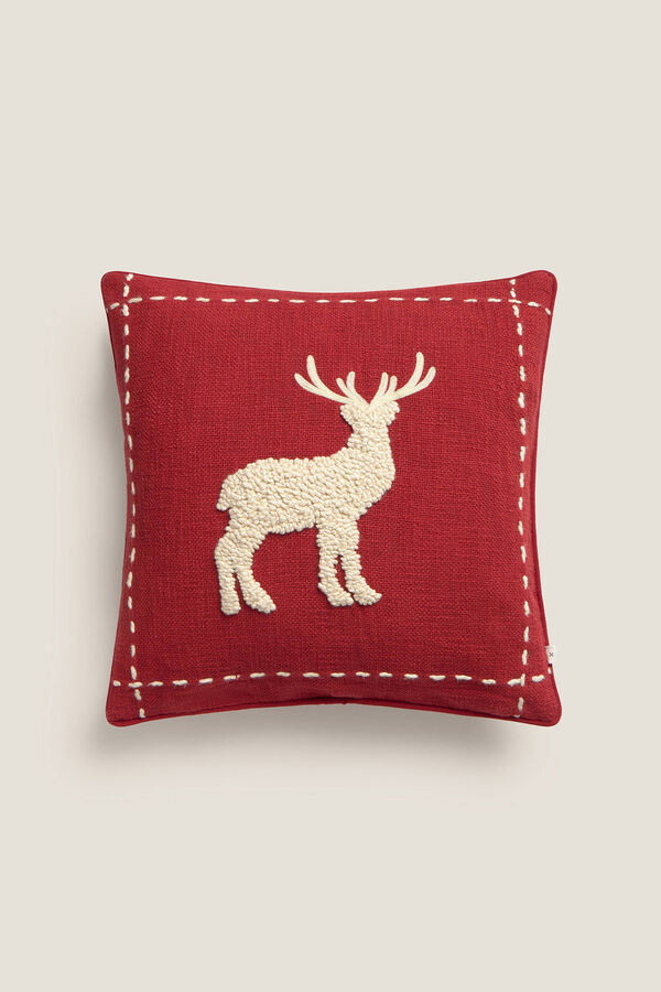 Textura Funda coj&iacute;n algod&oacute;n reno rojo
