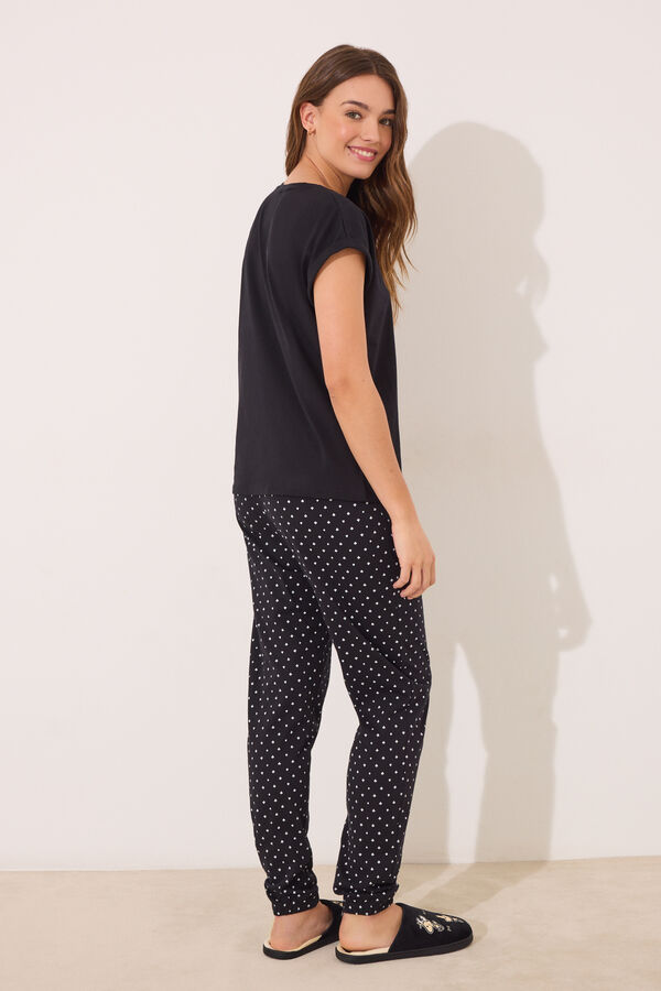 Women'secret Pijama largo 100% algod&oacute;n Snoopy negro negro