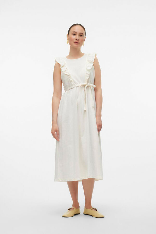 Mamalicious Vestido midi sem mangas maternity e amamentação  branco