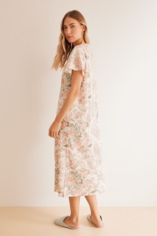 Women'secret Camis&oacute;n 100% algod&oacute;n estampado flores blanco