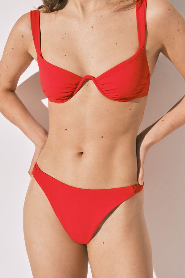 Women'secret Cueca de biqu&iacute;ni brasileira cintura alta vermelha vermelho