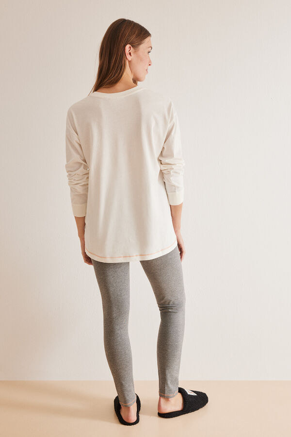 Women'secret Pijama 100% algod&oacute;n Snoopy legging marfil