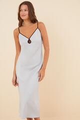 Women'secret Camisa de noite midi em cetim prateado cinzento