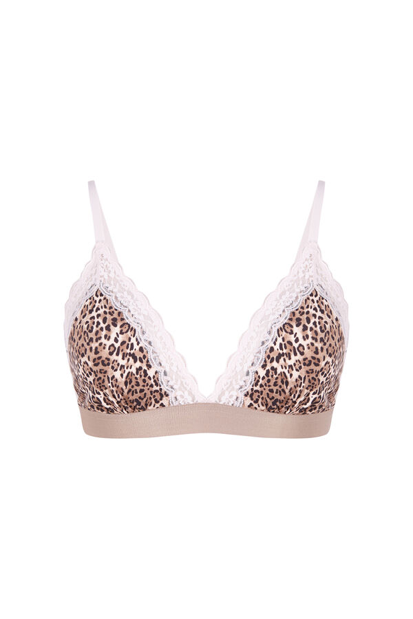Women'secret Soutien triangular marrom NATURAL com estampa animal cru