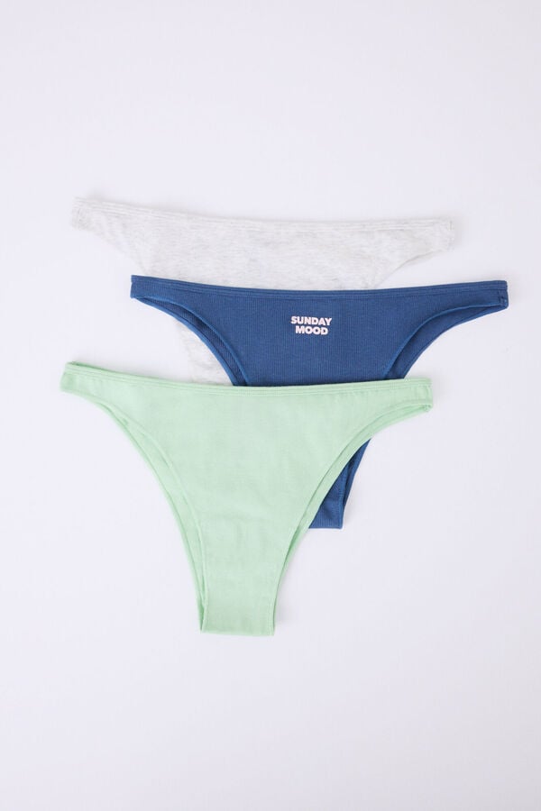 HI&BYE Pack 3 bragas brasile&ntilde;as verde, azul, gris blanco