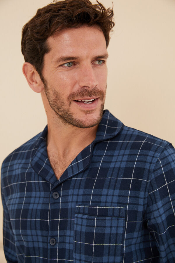 Women'secret Pijama largo camisero hombre 100% algod&oacute;n cuadros estampado