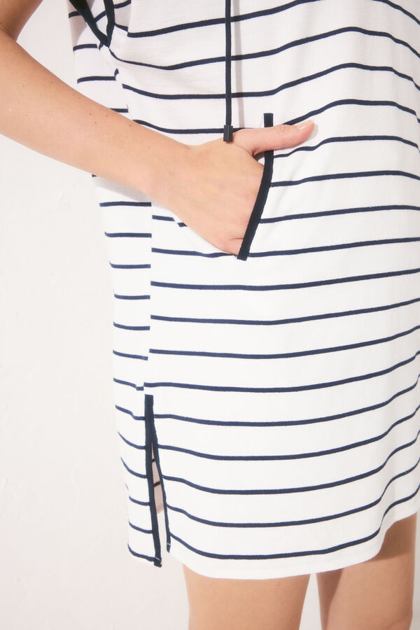 Women'secret Vestido felpa rayas navy azul